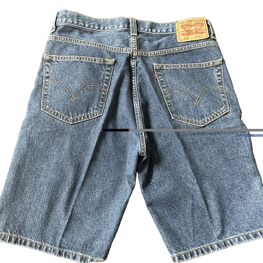 Levi's 505 Denim Shorts Mens W34 Blue Reg Fit Dk Wash Jan 2010 Made in Lesotho